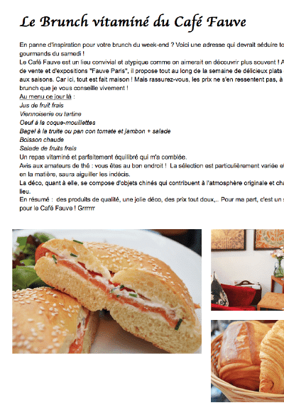 Parisian touch : « Le Brunch vitaminé du Café Fauve »