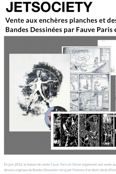 Jetsociety : « Vente aux enchère de planches et dessins originaux de bandes dessinées »