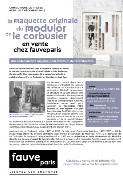La maquette originale du Modulor de Le Corbusier en vente chez FauveParis