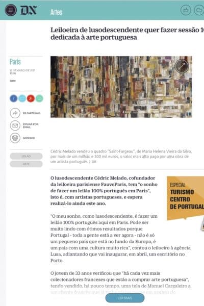 La presse portugaise relaie l&rsquo;exposition d&rsquo;Armando Alves chez FauveParis (15-25 mars 2017)