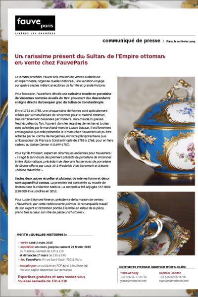 Un rarissime présent du Sultan de l’Empire ottoman en vente chez FauveParis