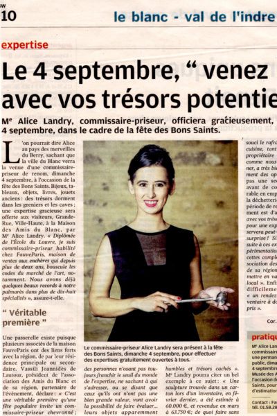 La Nouvelle République : « Venez avec vos trésors potentiels »