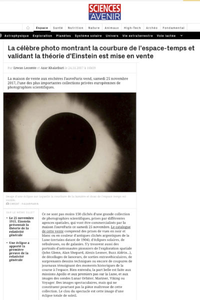 Notre vente d&rsquo;images de l&rsquo;espace relayée par Science et Avenir
