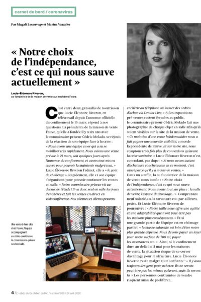 Notre CEO dans Le Quotidien de l&rsquo;art : « Notre choix de l’indépendance, c’est ce qui nous sauve actuellement »