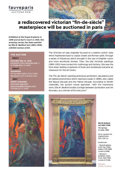 A rediscovered Victorian “Fin-de-Siècle” Masterpiece will be auctioned by FauveParis